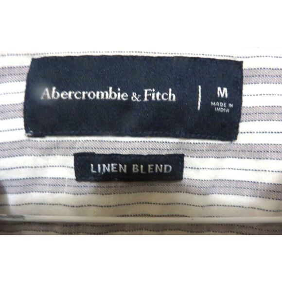 Abercrombie Fitch Collar Linen Blend Textured Shirt Men's Med Button Up - Picture 2 of 3